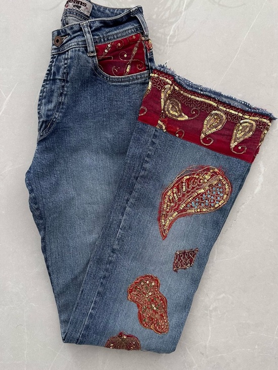 Parasuco Denim - Vintage Blue Parasuco Jeans with Red Paisley Trim